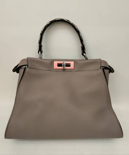 Fendi Peekaboo Medium Etoupe Handle Python SHW