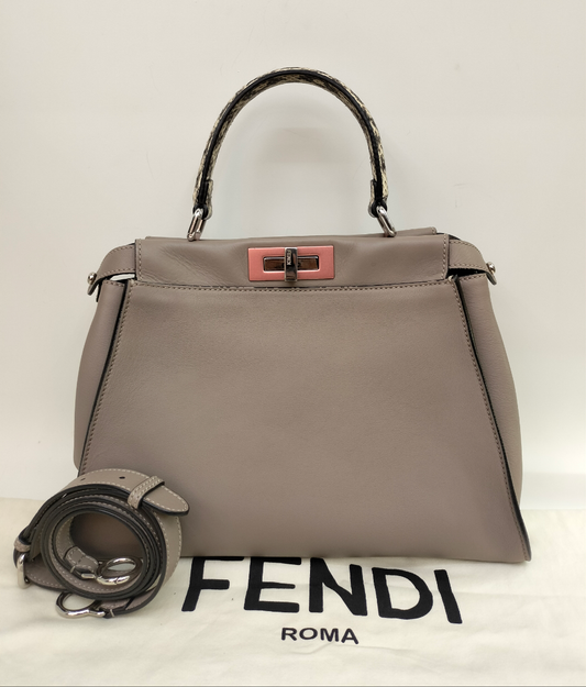 Fendi Peekaboo Medium Etoupe Handle Python SHW