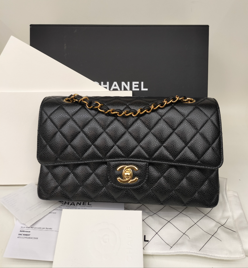 Chanel Medium Caviar Black GHW DF (CHIP)