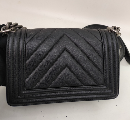 Chanel Boy 20 Chevron Caviar Black RHW #24