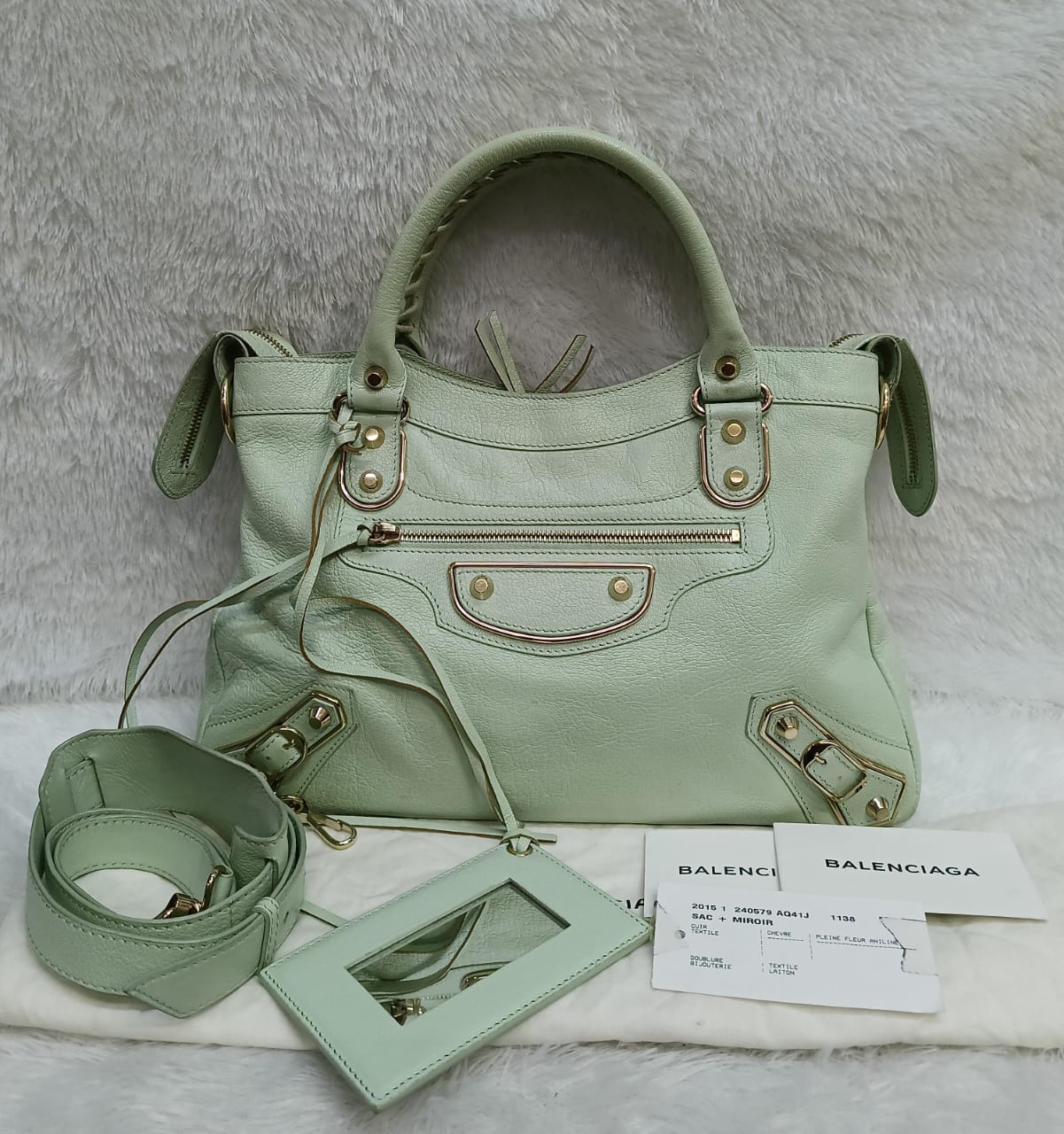 Balenciaga Town Chevre Edge Vert Anis GHW 2015