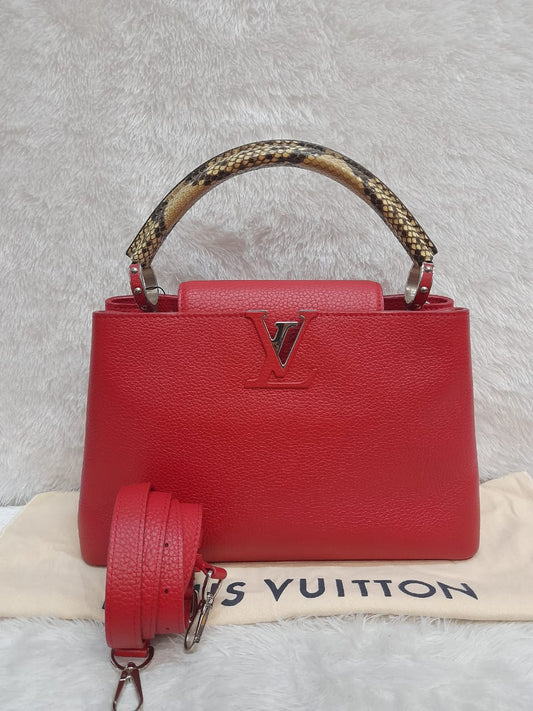 Lv Capucines PM Red Handle Phyton 2018