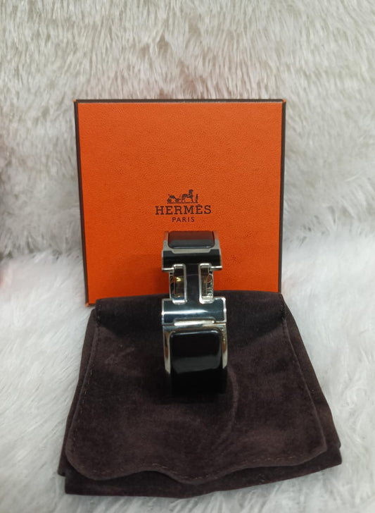 Hermes Clic Clac Bracelet Black Enamel PHW