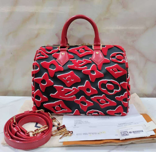 *NBU* LV Bandou 25 UF Tufted Fischer Black Red Monogram Canvas 2021