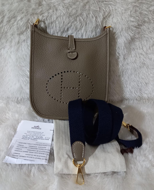 *NEW* Hermes Evelyne Mini Clem Etoupe GHW #W (rec 2024)