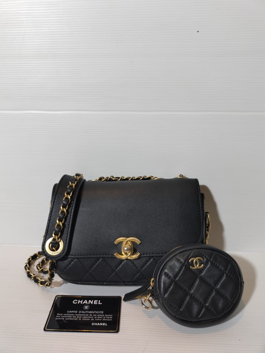 Chanel Multi Pouching Flap With Coin Purse Black GHW #28