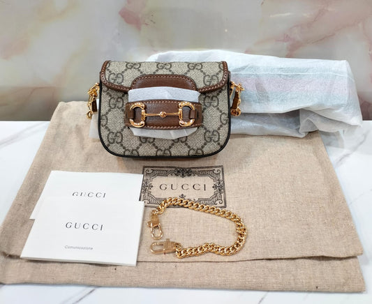 *NEW* Gucci Horsebit Chain Wallet Beige Ebony GHW 2024