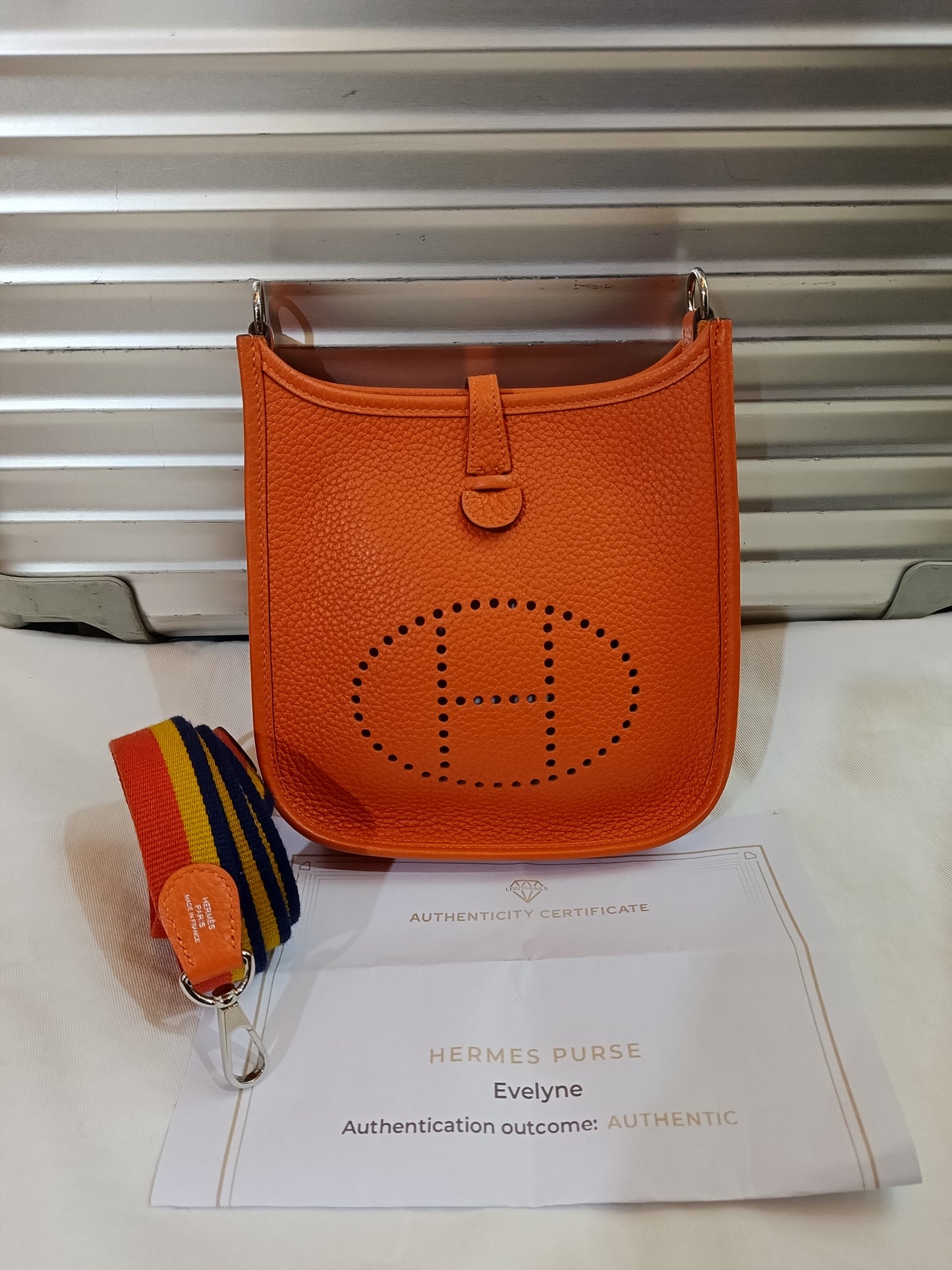 Hermes mini Evelyn orange clem PHW #A