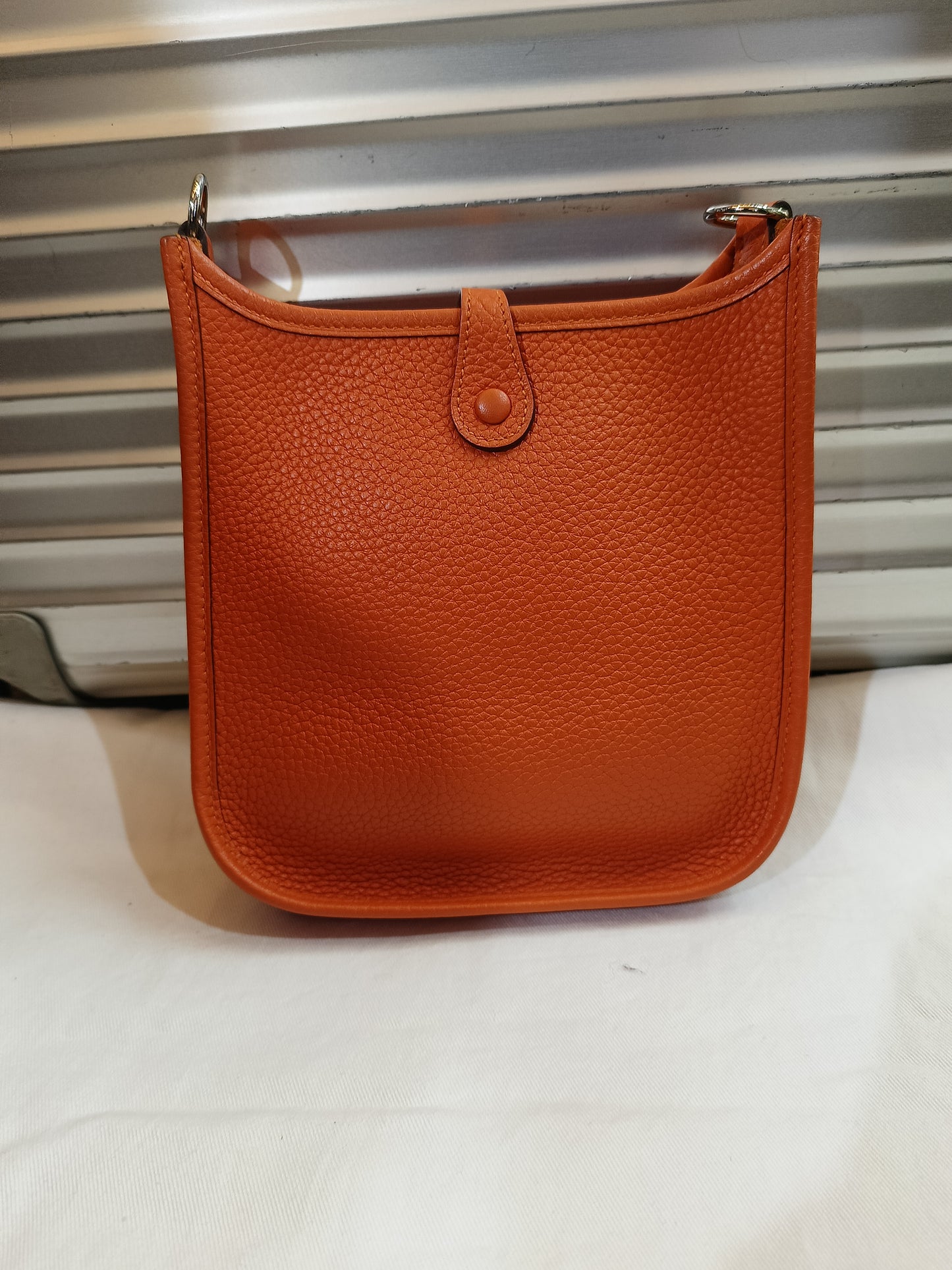 Hermes mini Evelyn orange clem PHW #A