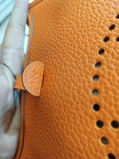 Hermes mini Evelyn orange clem PHW #A