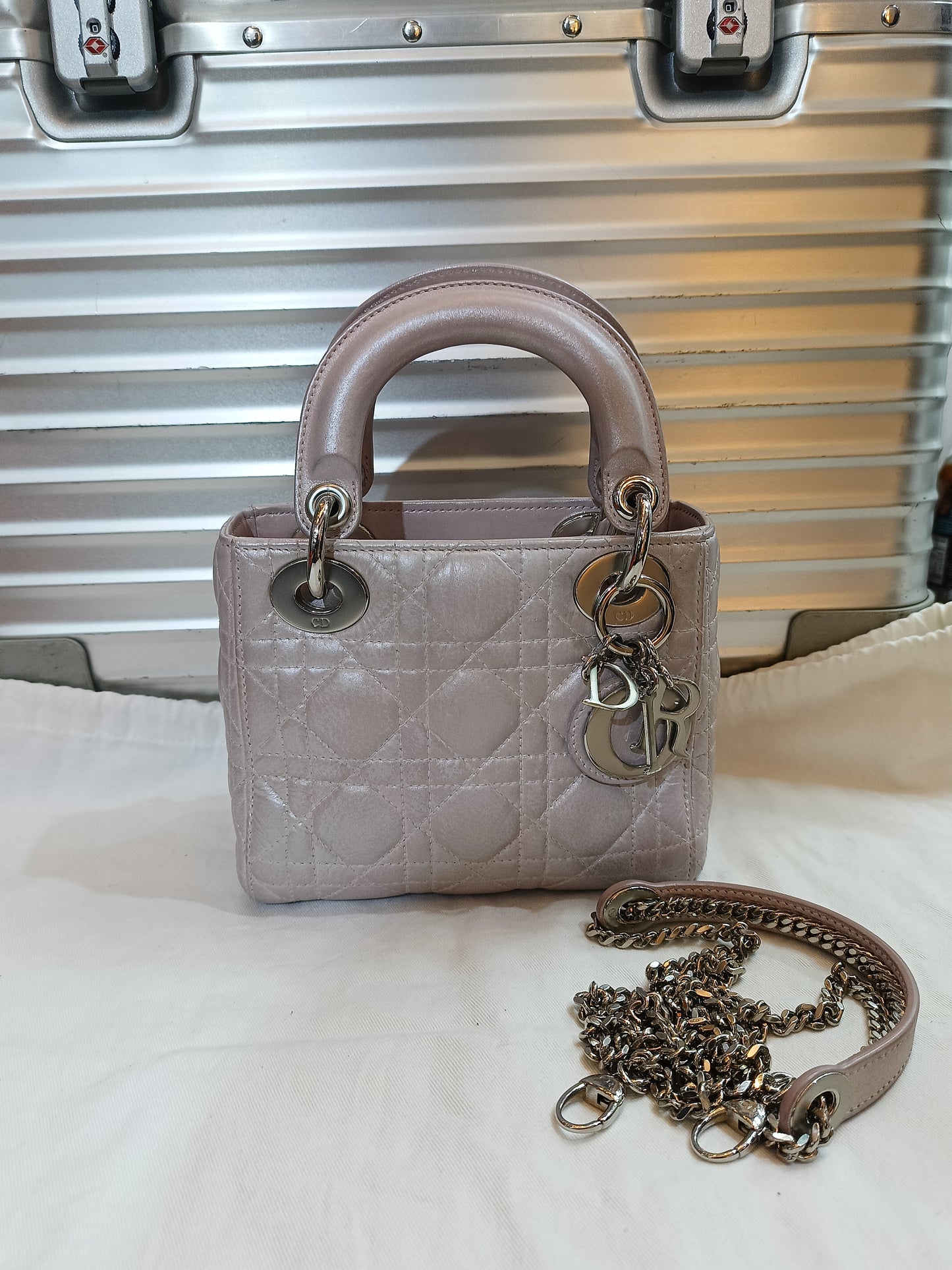 Lady Dior mini satin dusty pink SHW 2016