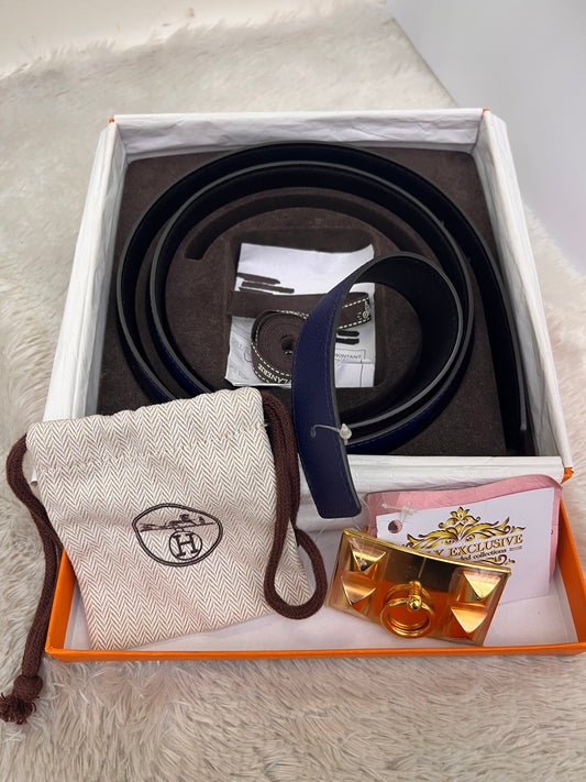 Hermes Belt Pendetif Kara Bois Petrole Blaeu Paon Sise 100 #R Square (Receipt, Buckle, DB, Box)