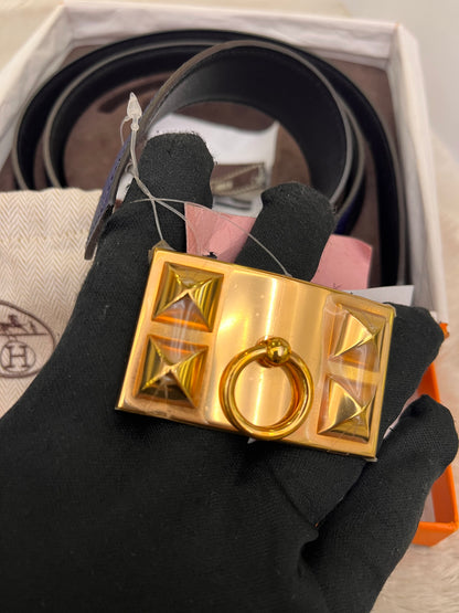 Hermes Belt Pendetif Kara Bois Petrole Blaeu Paon Sise 100 #R Square (Receipt, Buckle, DB, Box)
