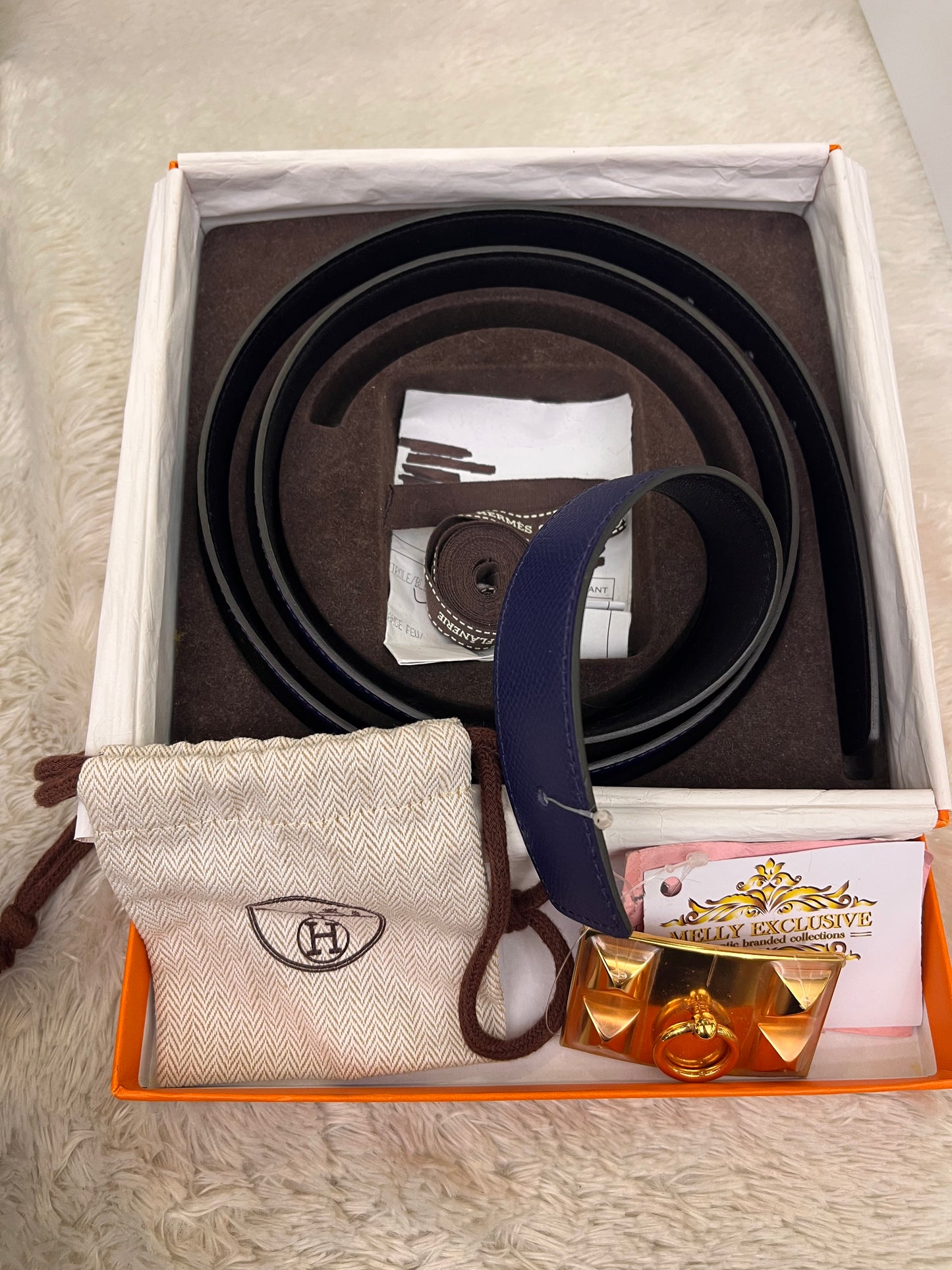 Hermes Belt Pendetif Kara Bois Petrole Blaeu Paon Sise 100 #R Square (Receipt, Buckle, DB, Box)