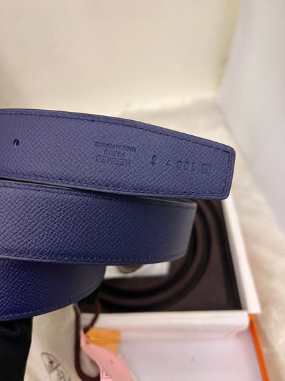 Hermes Belt Pendetif Kara Bois Petrole Blaeu Paon Sise 100 #R Square (Receipt, Buckle, DB, Box)
