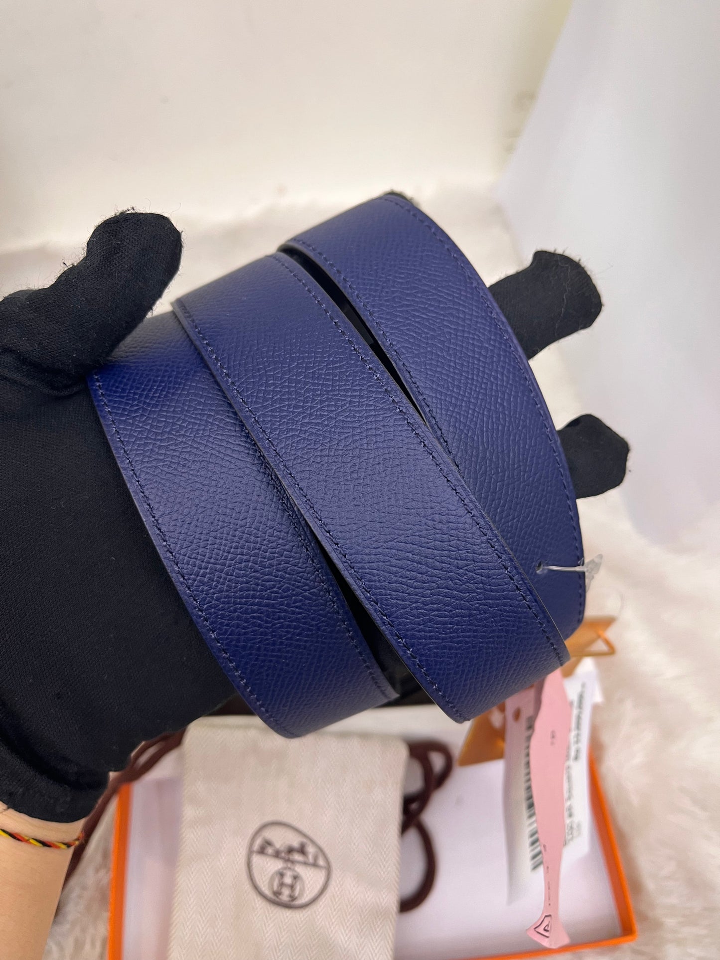 Hermes Belt Pendetif Kara Bois Petrole Blaeu Paon Sise 100 #R Square (Receipt, Buckle, DB, Box)