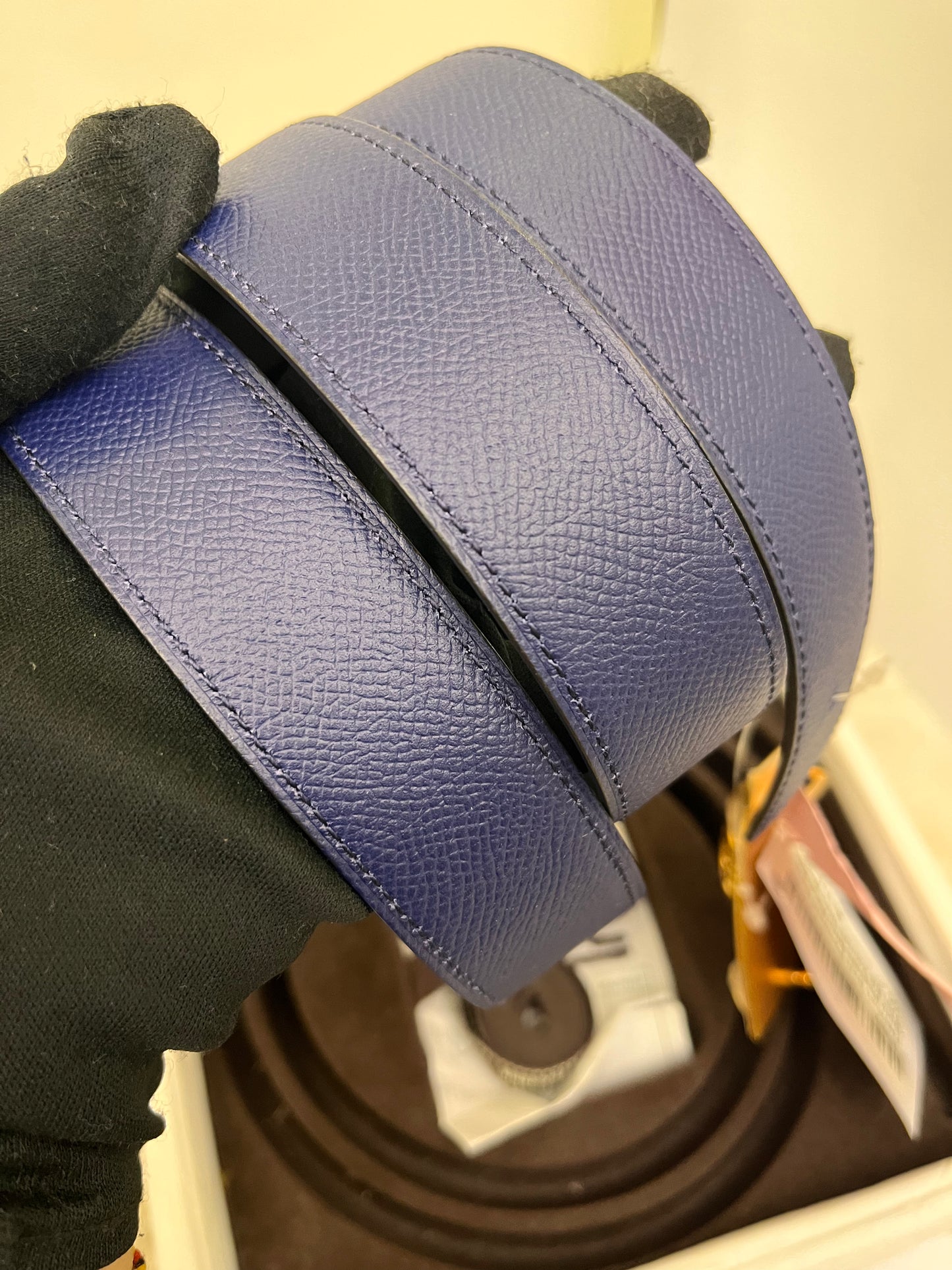 Hermes Belt Pendetif Kara Bois Petrole Blaeu Paon Sise 100 #R Square (Receipt, Buckle, DB, Box)