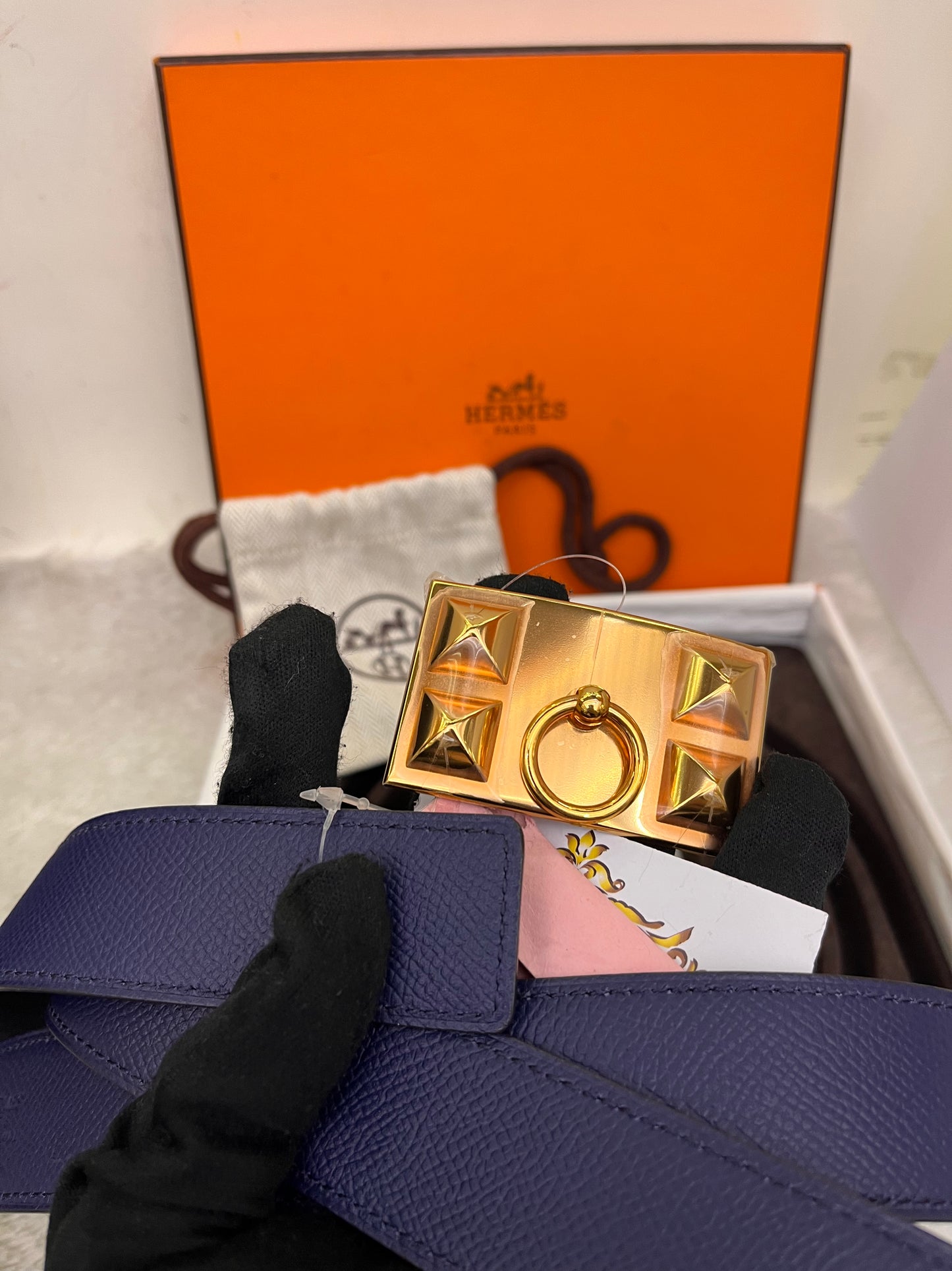 Hermes Belt Pendetif Kara Bois Petrole Blaeu Paon Sise 100 #R Square (Receipt, Buckle, DB, Box)
