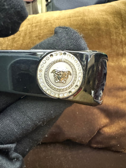 Versace Sunglasses Trim Aviator Swarovski Crystal Black