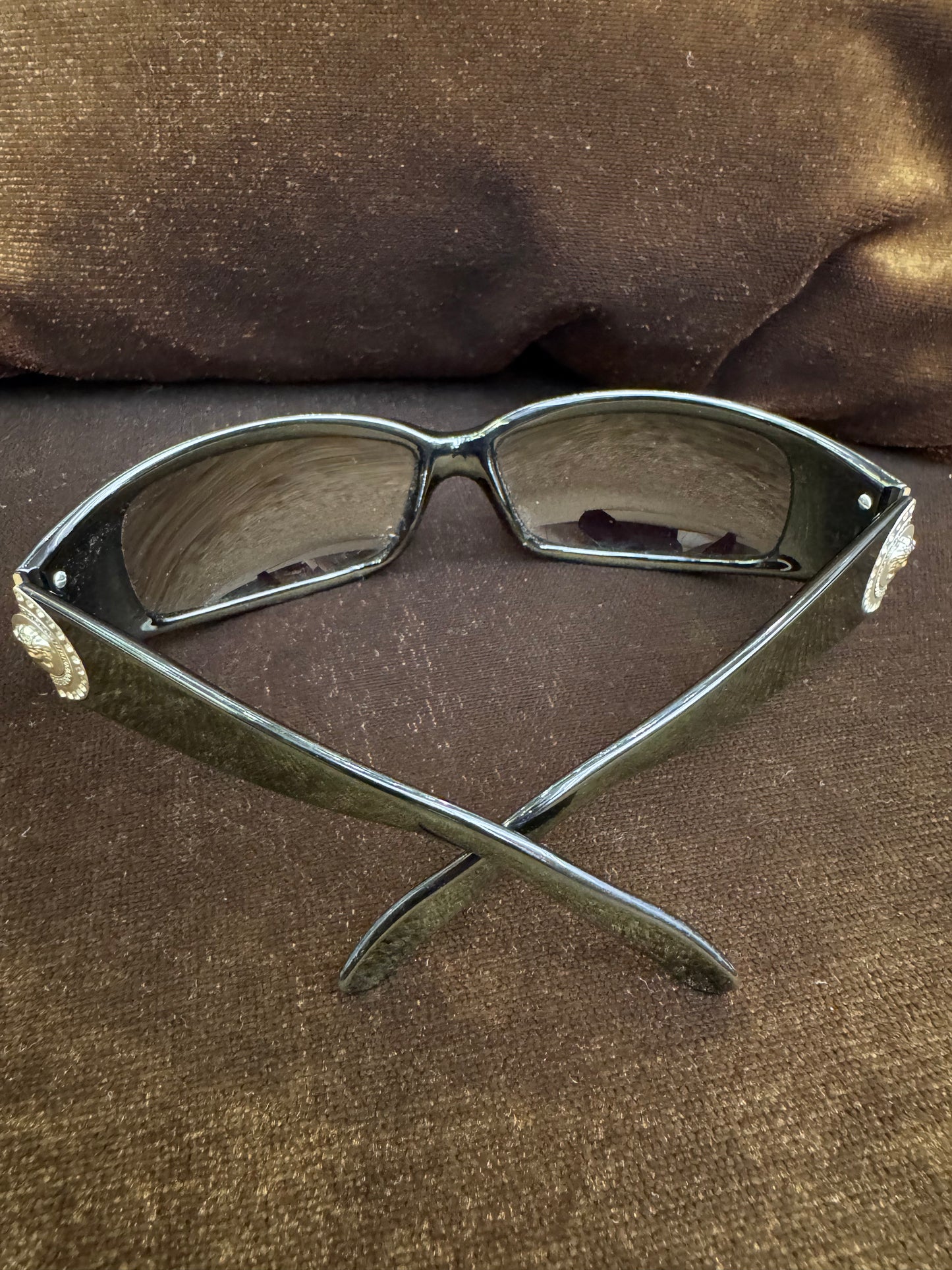 Versace Sunglasses Trim Aviator Swarovski Crystal Black