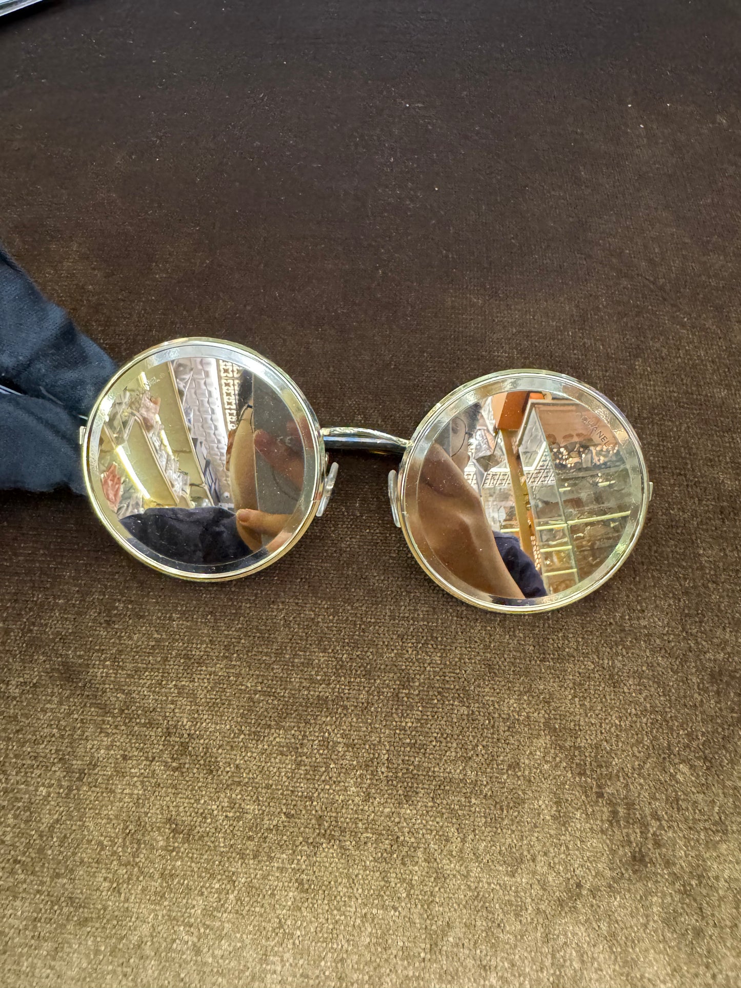 Chanel Sunglasses Metal Round Gold (DB,Box)
