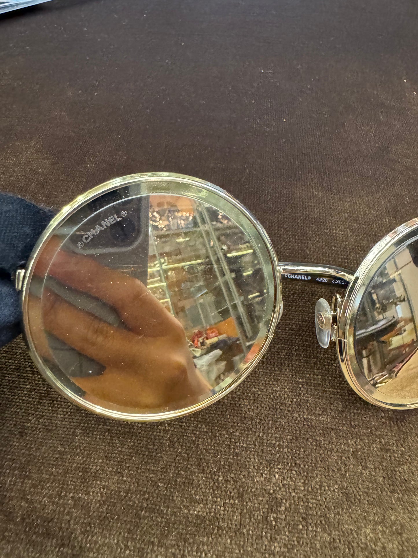 Chanel Sunglasses Metal Round Gold (DB,Box)