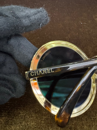 Chanel Sunglasses Metal Round Gold (DB,Box)