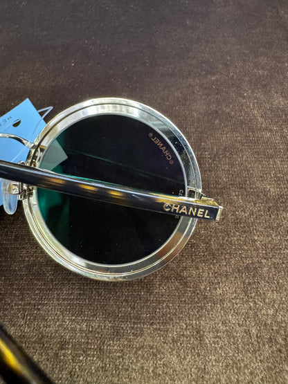 Chanel Sunglasses Metal Round Gold (DB,Box)
