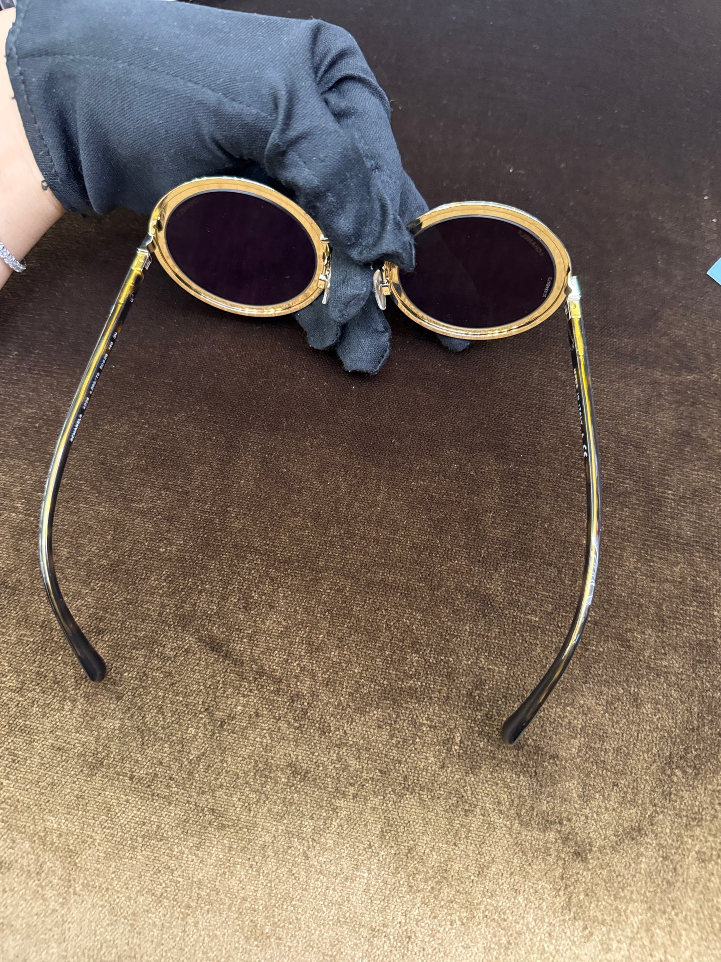 Chanel Sunglasses Metal Round Gold (DB,Box)