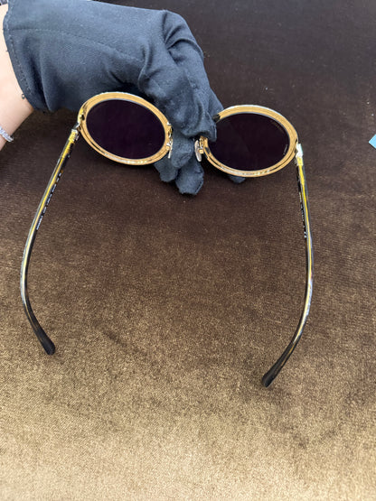 Chanel Sunglasses Metal Round Gold (DB,Box)