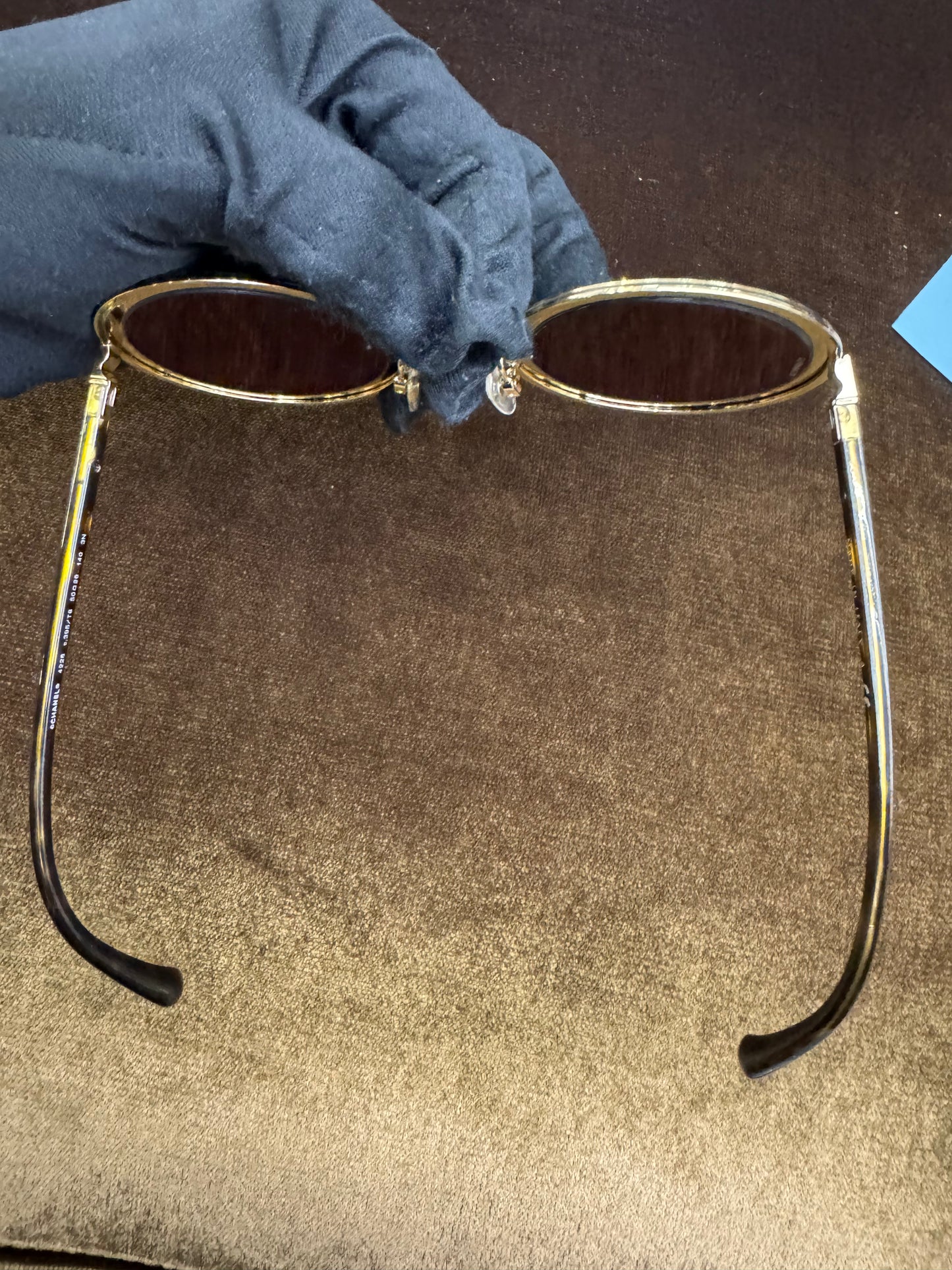 Chanel Sunglasses Metal Round Gold (DB,Box)