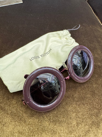 LV Sunglasses Nelly Plum Round Frame (DB,Box)