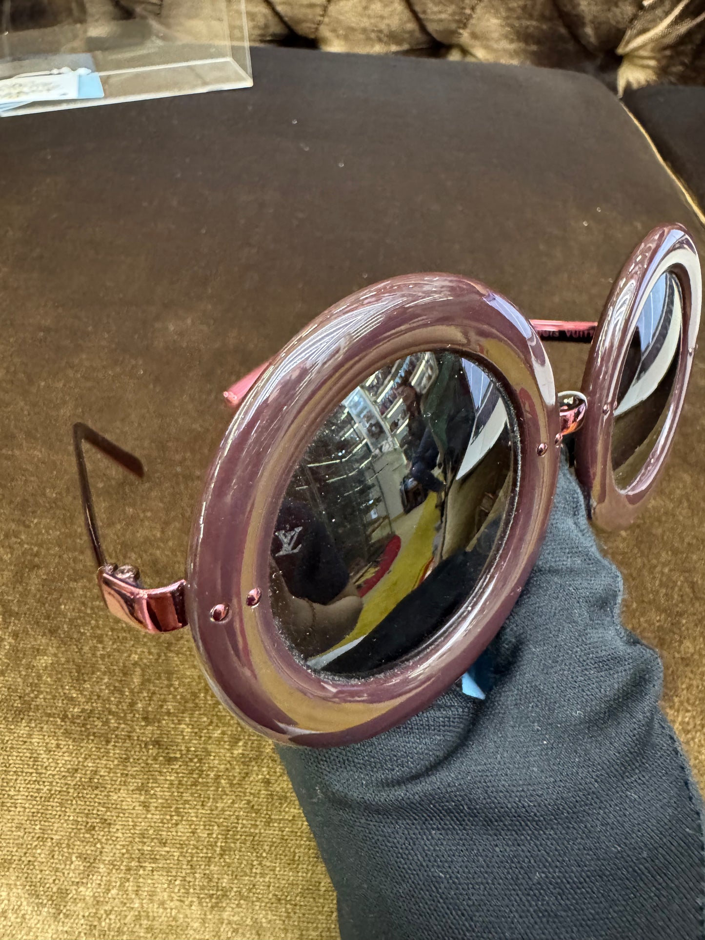LV Sunglasses Nelly Plum Round Frame (DB,Box)