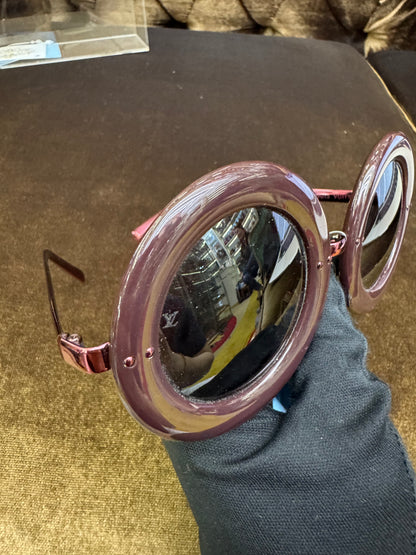 LV Sunglasses Nelly Plum Round Frame (DB,Box)