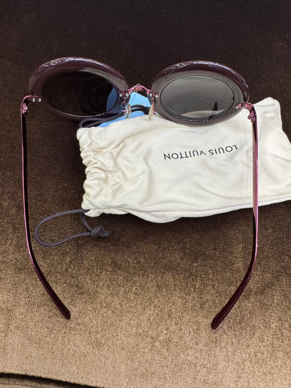LV Sunglasses Nelly Plum Round Frame (DB,Box)