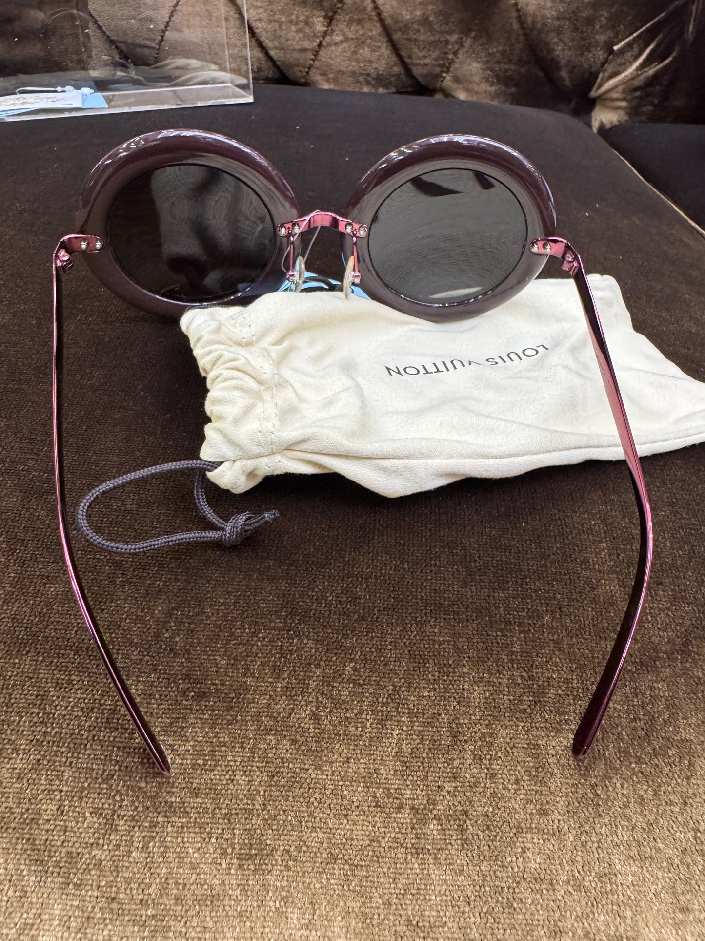 LV Sunglasses Nelly Plum Round Frame (DB,Box)