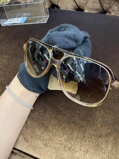 Rayban Sunglasses Havana On Transparent Brown Light Brown ( Rec, Booklet, Flanel, Case, Box)