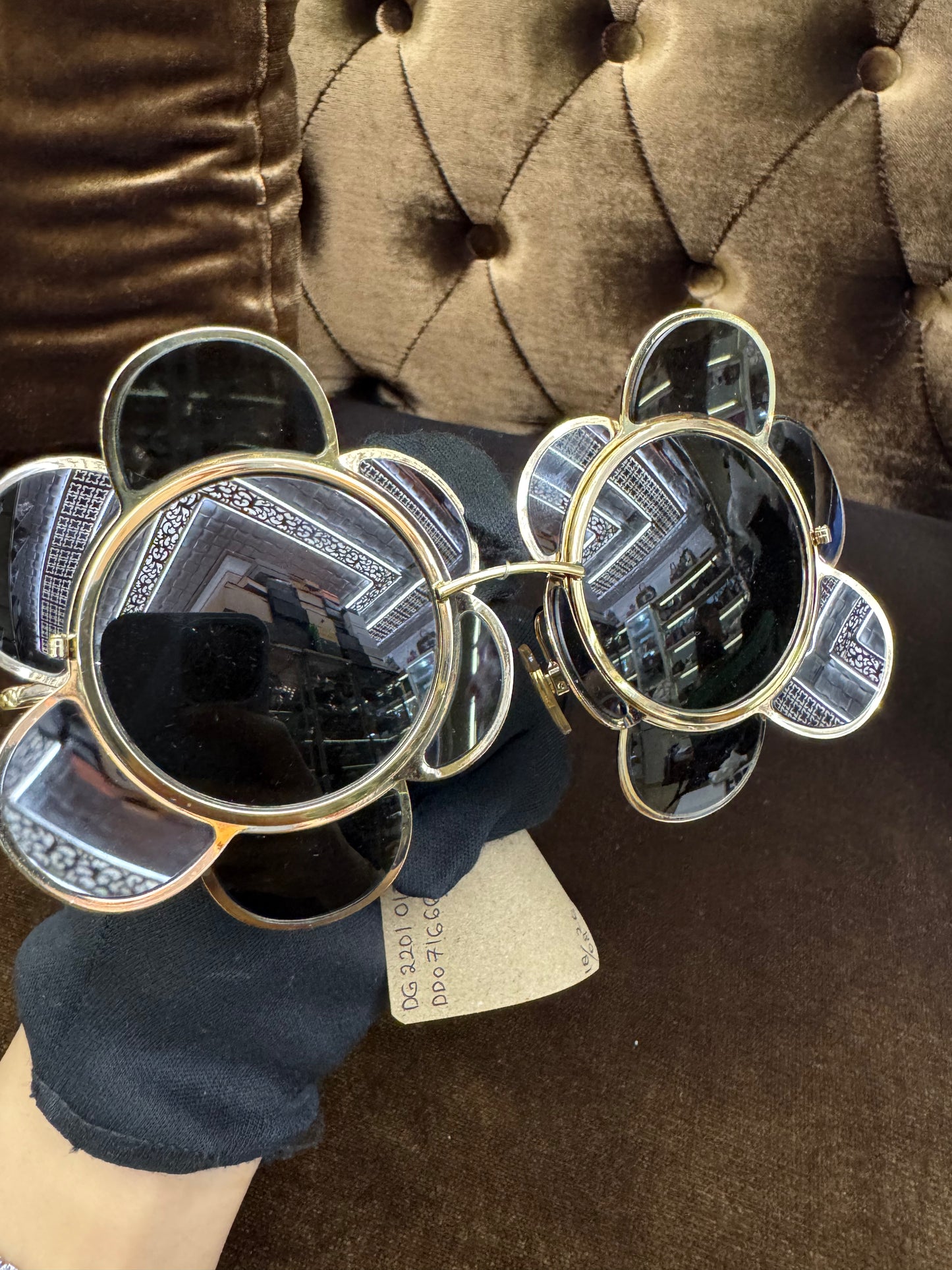 Dolce Gabbana Sunglasses Flower Form Metal Black Gold (Booklet, Certificato, Box)