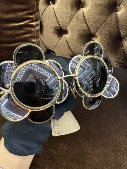 Dolce Gabbana Sunglasses Flower Form Metal Black Gold (Booklet, Certificato, Box)