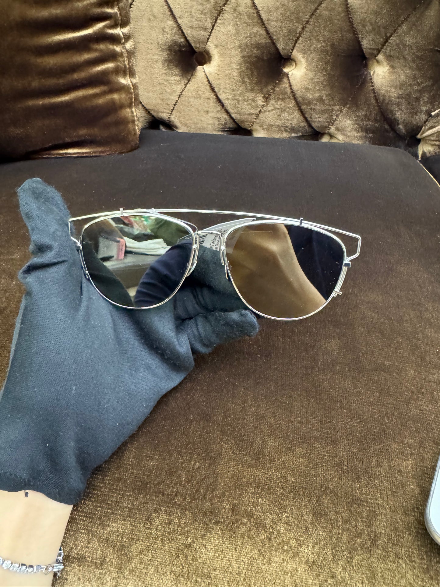 Dior Sunglasses Technologic Aviator Silver Black (Flanel, Box)