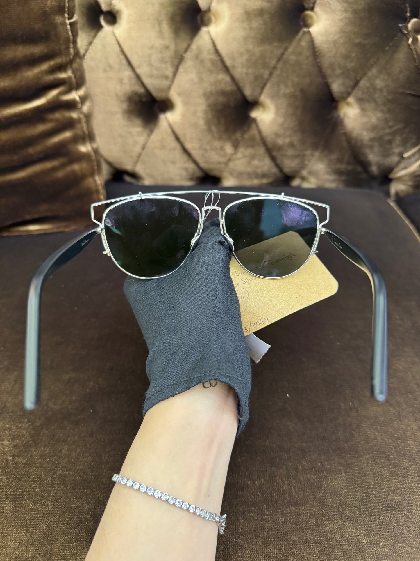 Dior Sunglasses Technologic Aviator Silver Black (Flanel, Box)