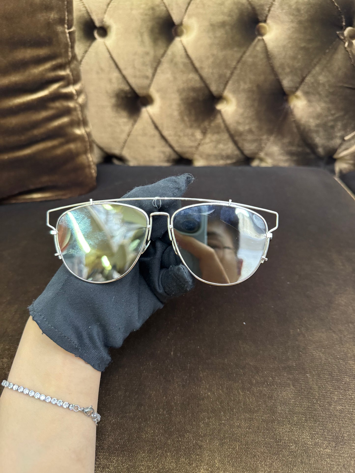 Dior Sunglasses Technologic Aviator Silver Black (Flanel, Box)