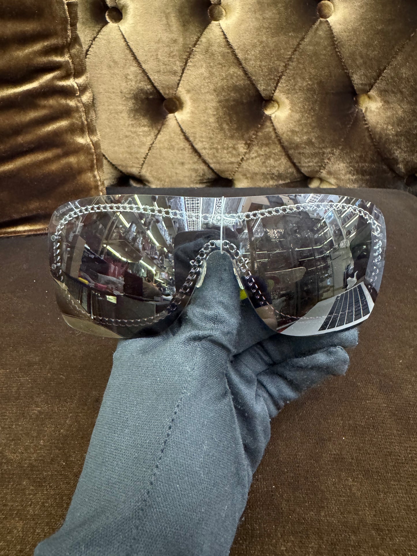 Chanel Rimless Shield Sunglasses 4243 Gradient Gray