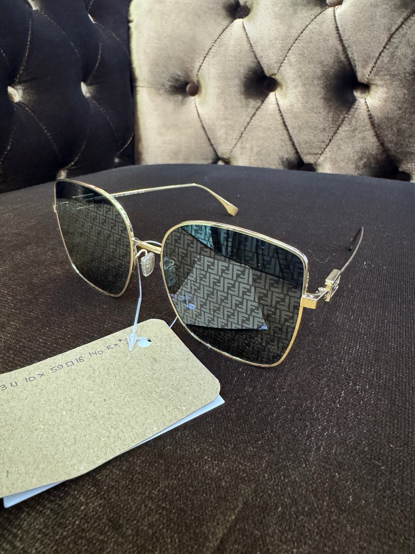 Fendi Sunglasses Metal Square Gold (Booklet,DB, Box)