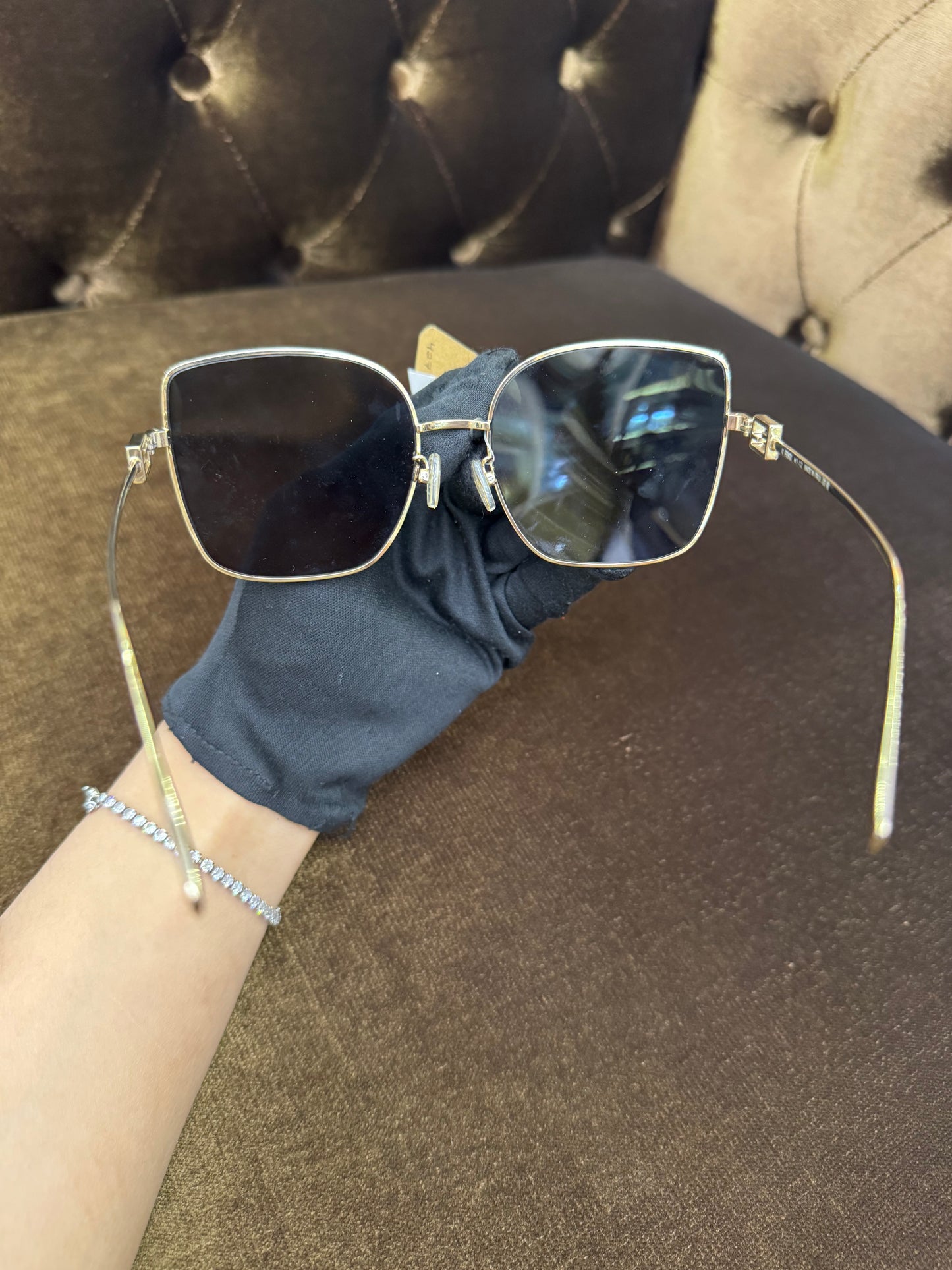 Fendi Sunglasses Metal Square Gold (Booklet,DB, Box)