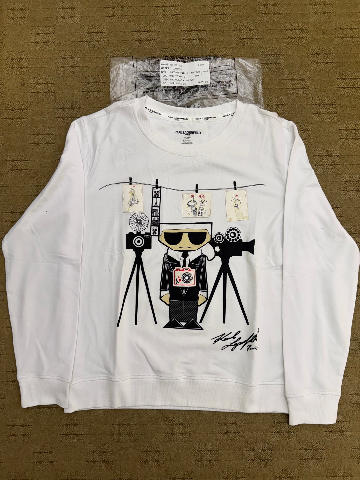 Karl Lagerfeld Paris White Cotton Photographer Karl Tee Sz S Cinematic Emoji