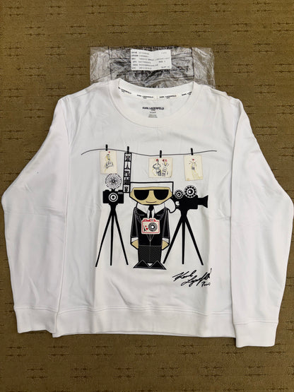 Karl Lagerfeld Paris White Cotton Photographer Karl Tee Sz S Cinematic Emoji