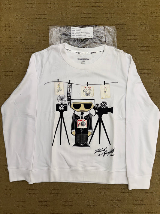 Karl Lagerfeld Paris White Cotton Photographer Karl Tee Sz S Cinematic Emoji