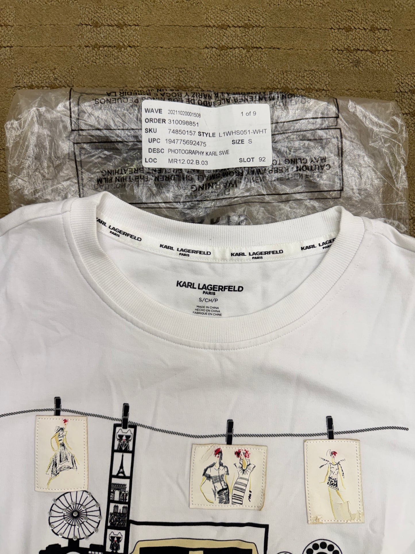 Karl Lagerfeld Paris White Cotton Photographer Karl Tee Sz S Cinematic Emoji