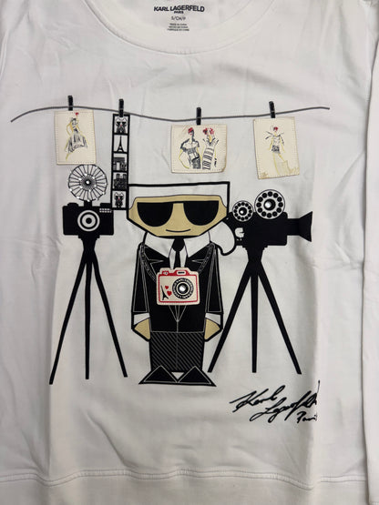 Karl Lagerfeld Paris White Cotton Photographer Karl Tee Sz S Cinematic Emoji